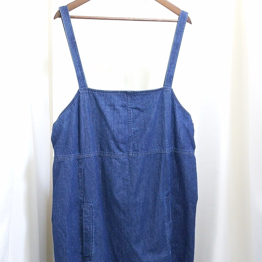 Vintage 90s Elisabeth Liz Claiborne Denim Jumper Dress Midi Sz 16 Straight Shift - Picture 2 of 7